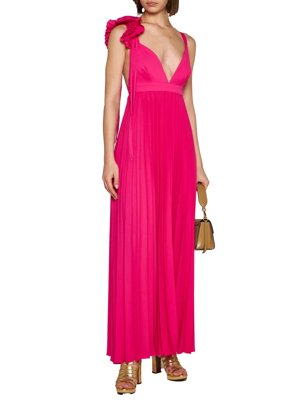 P.A.R.O.S.H. Floral Embellished Sleeveless Flared Dress