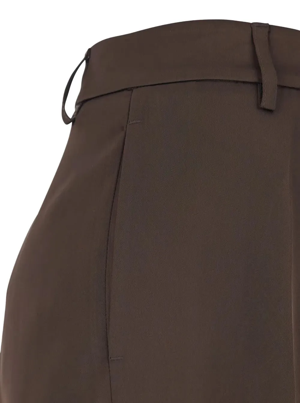 Plain High-Waist Pleated Pants