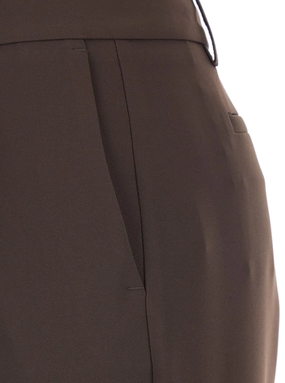 Plain Belted Straight-Leg Pants