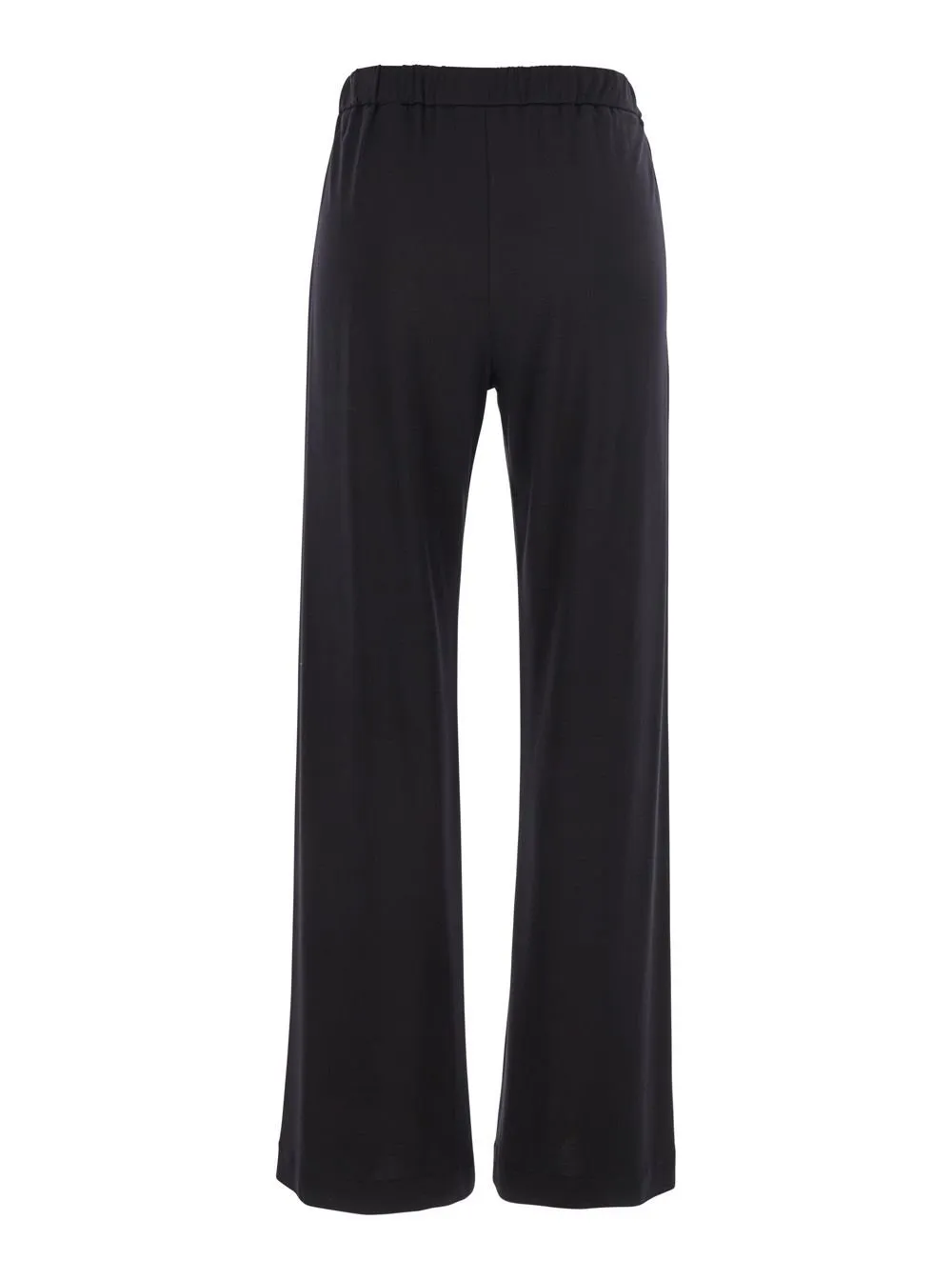Plain Elastic Waist Straight-Leg Pants