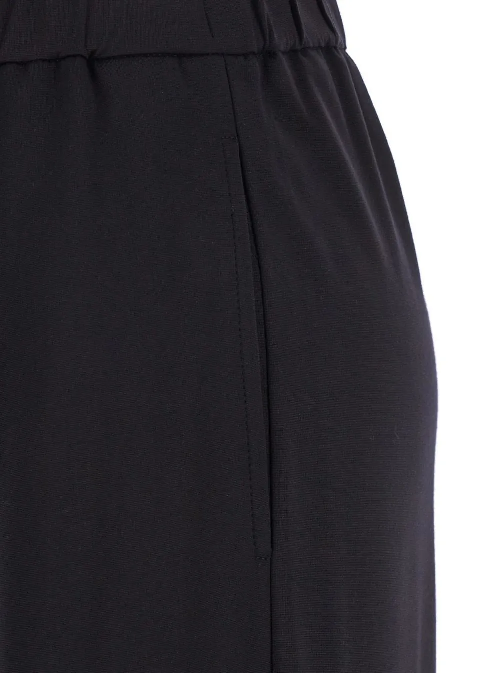 Plain Elastic Waist Straight-Leg Pants