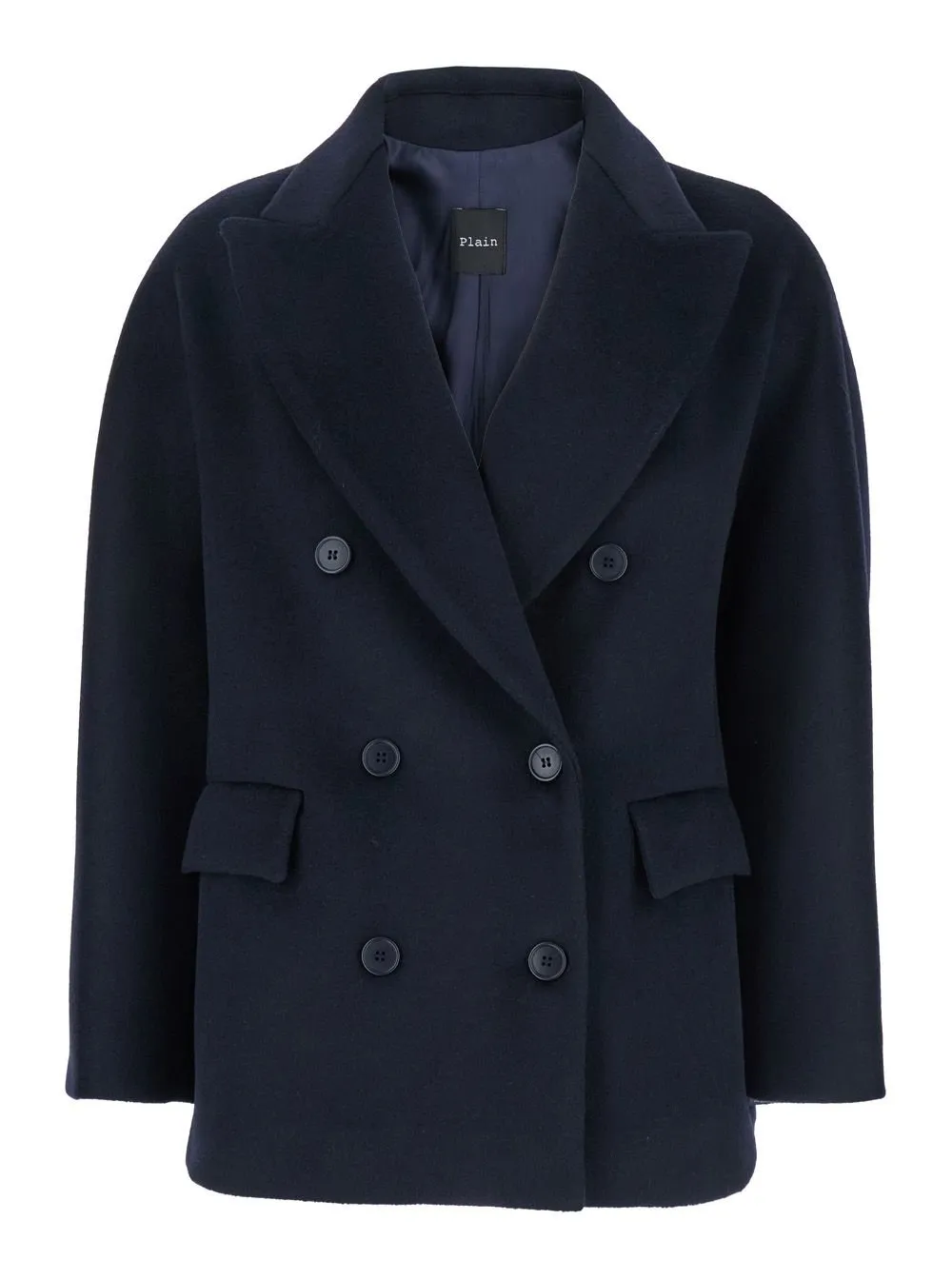 Plain Double-Breasted Coat