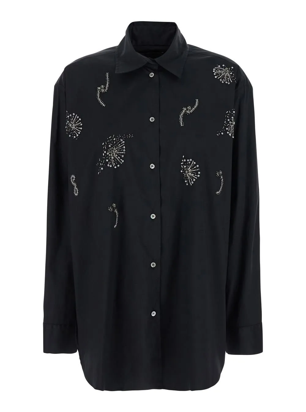 Plain Rhinestone Embellished Shirt