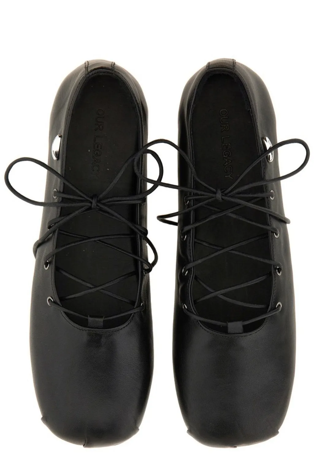Our Legacy Square-Toe Lace-Up Ballerina Flats