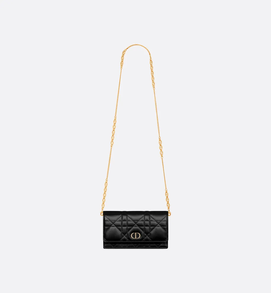 Dior Caro Pouch With Chain And Crystals