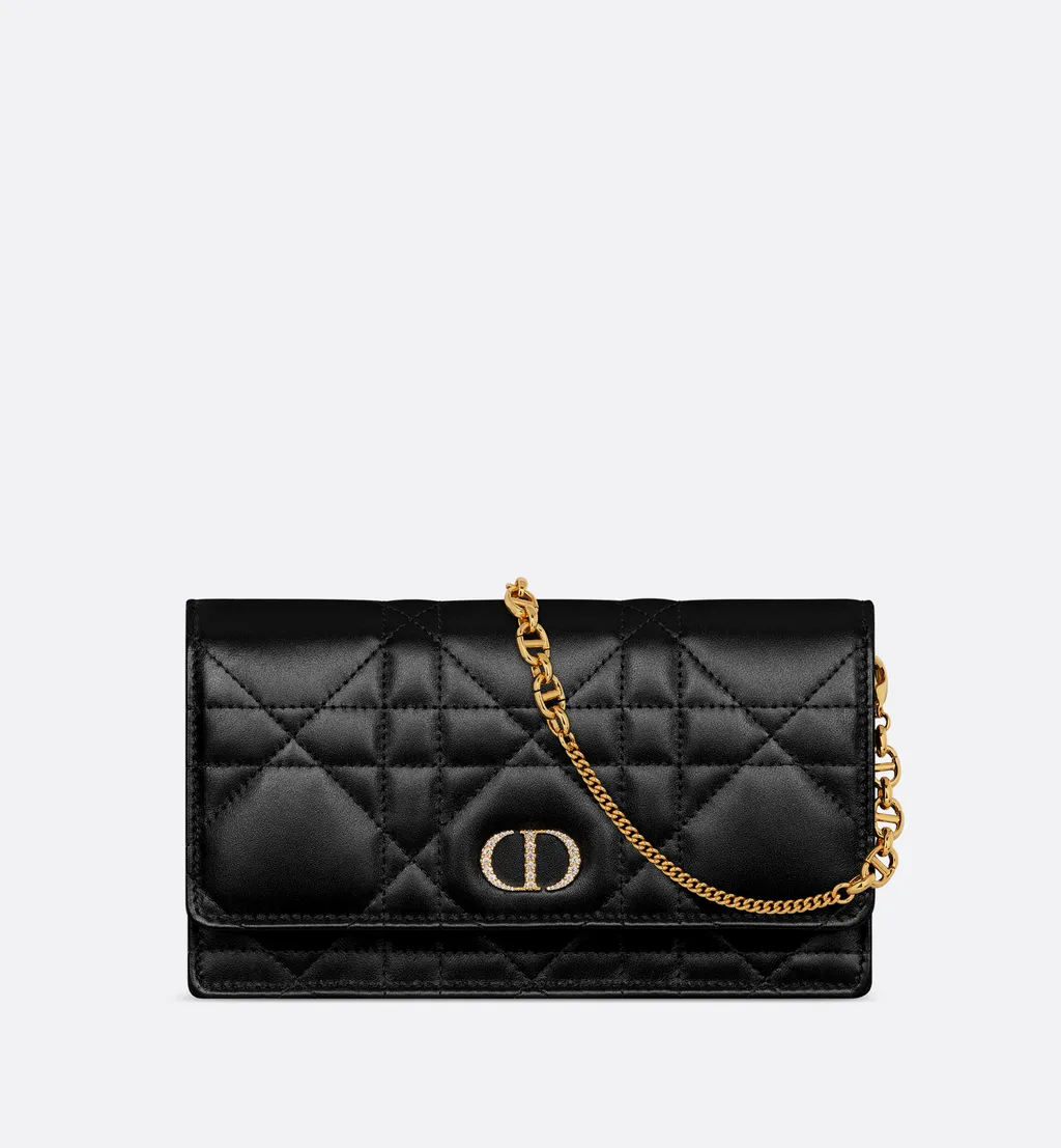 Dior Caro Pouch With Chain And Crystals