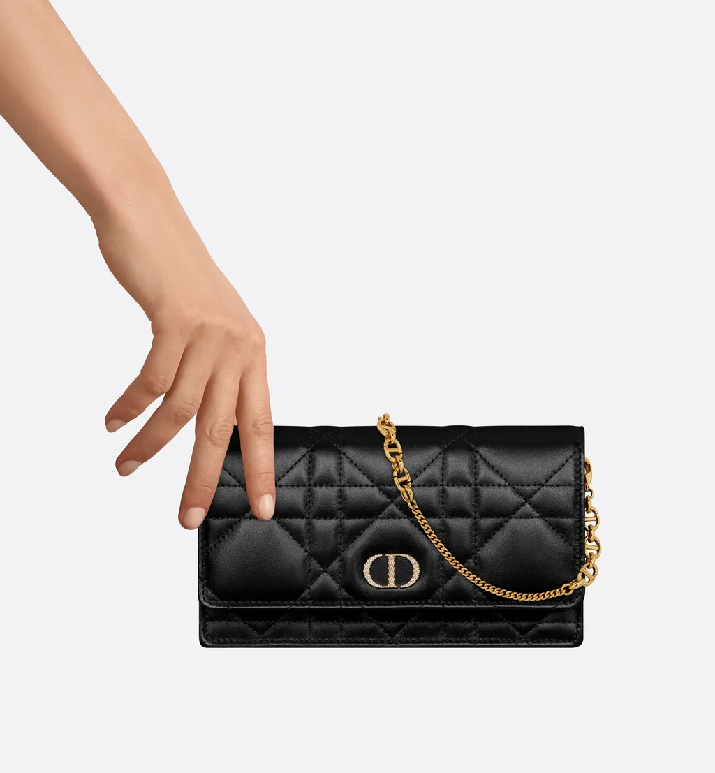 Dior Caro Pouch With Chain And Crystals