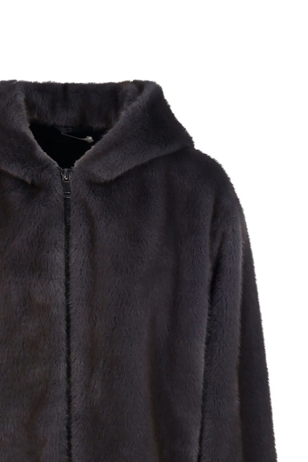 P.A.R.O.S.H. Hooded Zip-Up Faux Fur Jacket