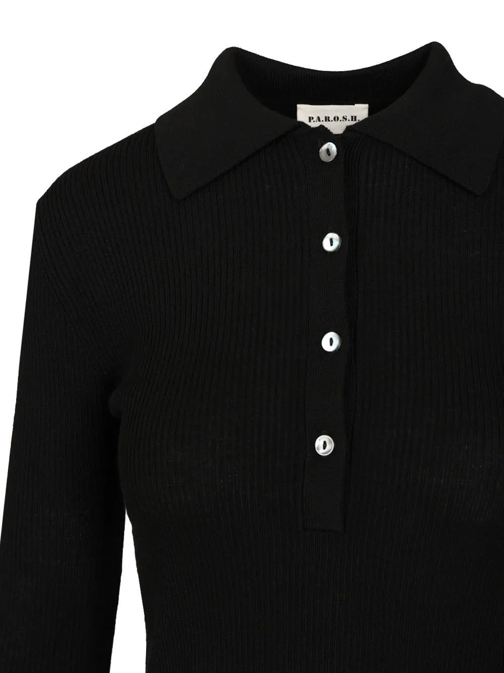 P.A.R.O.S.H. Long Sleeved Ribbed Polo Shirt