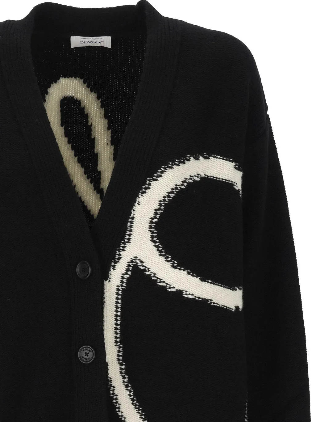 Off-White Button-Up V-Neck Cardigan