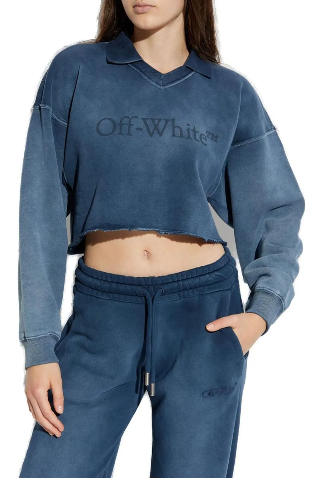 Off-White Logo Printed Cropped Sweatshirt