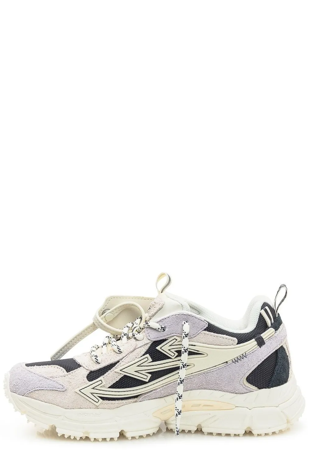 Off-White Round Toe Lace-Up Sneakers