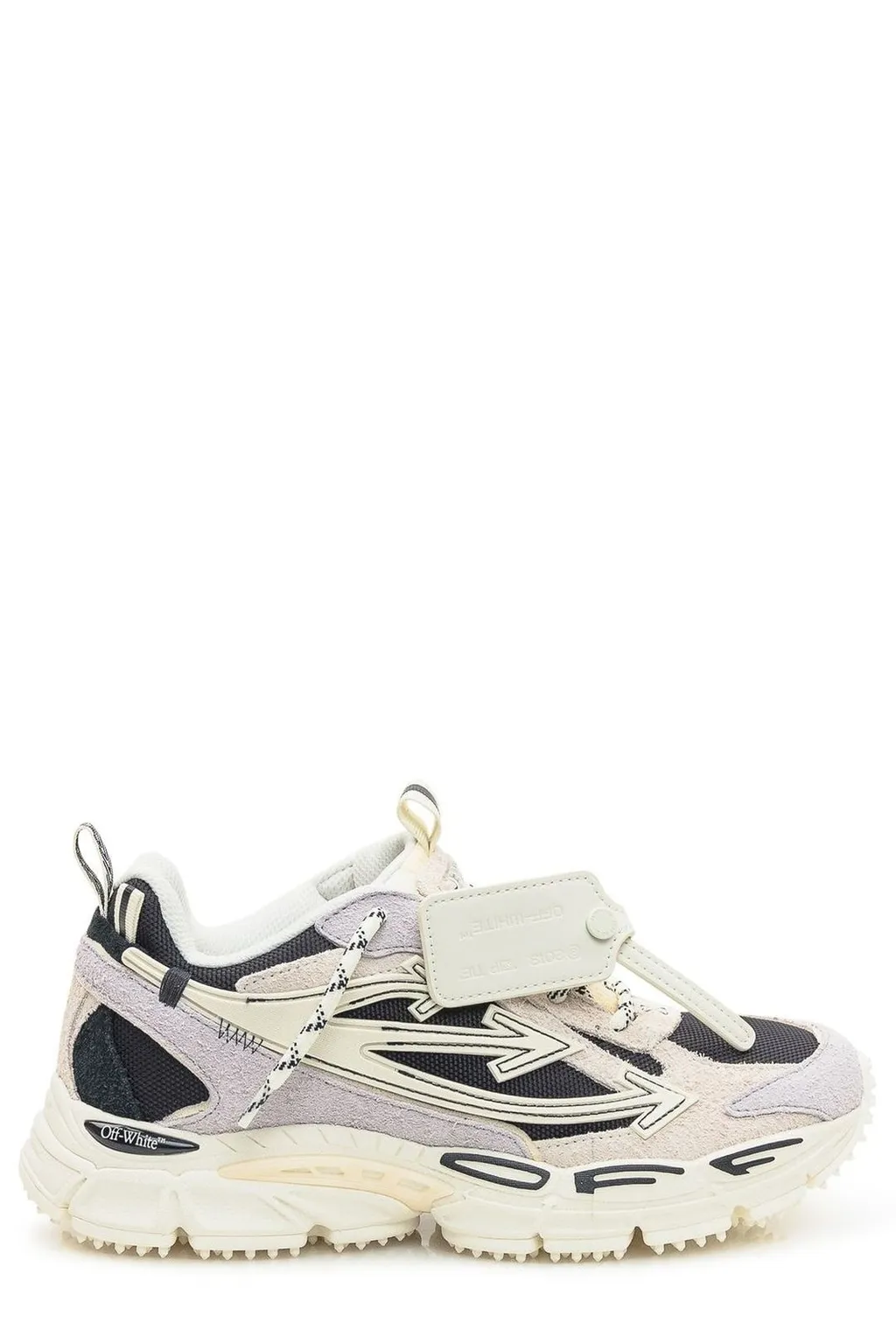 Off-White Round Toe Lace-Up Sneakers