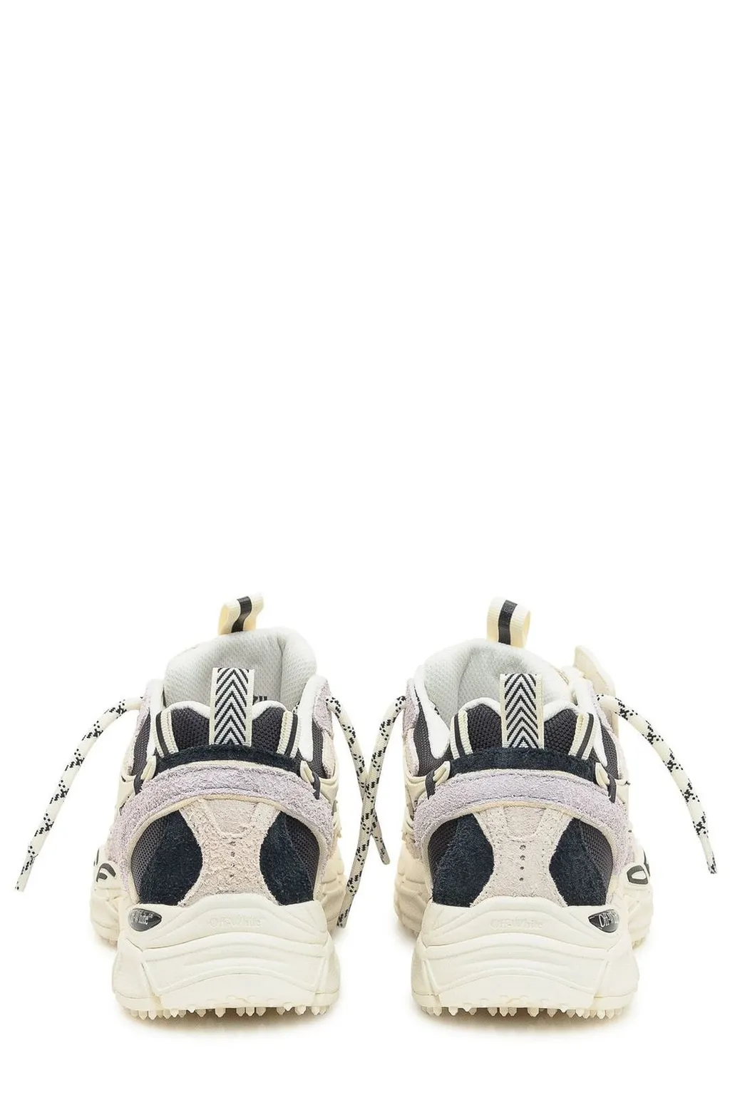 Off-White Round Toe Lace-Up Sneakers