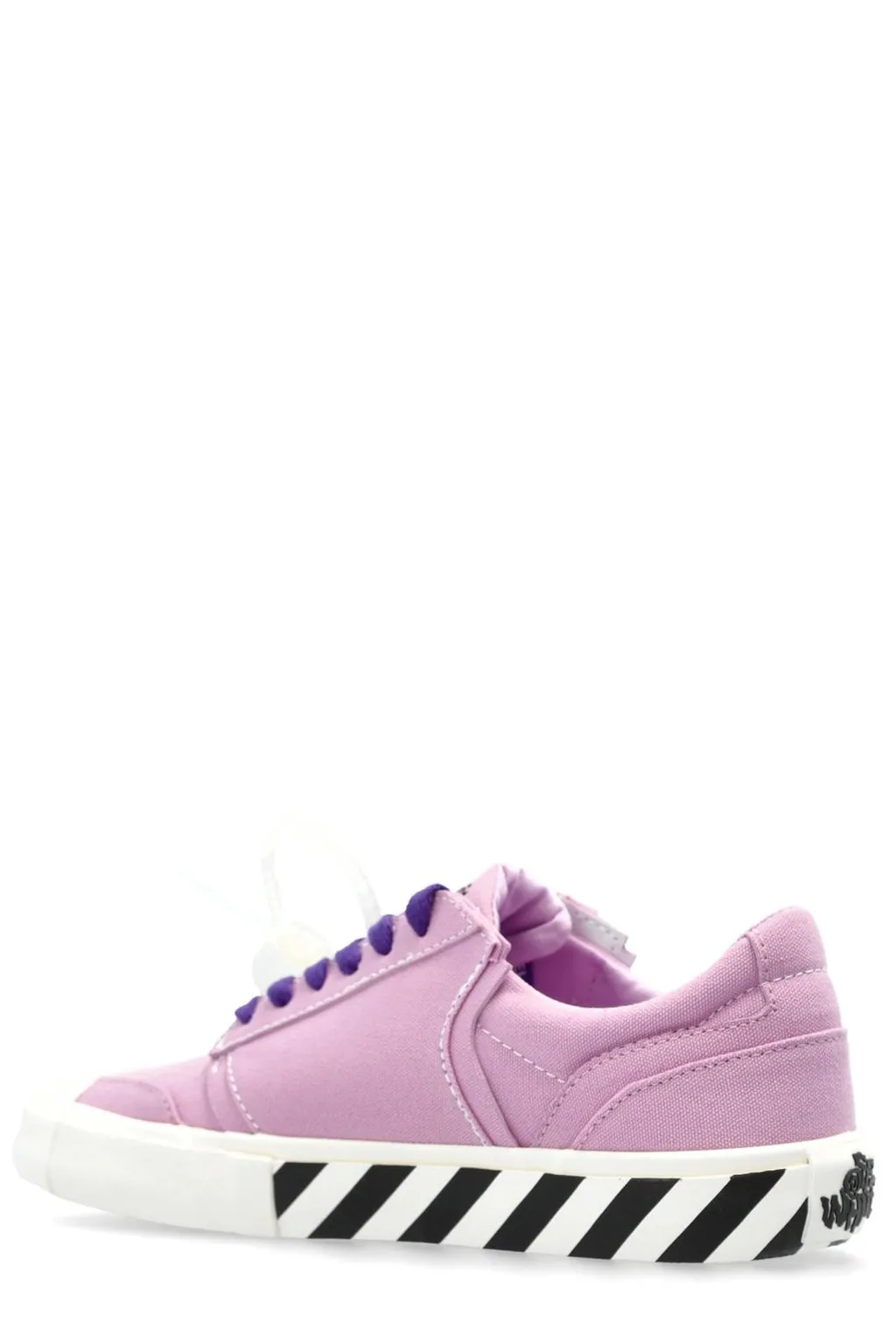 Off-White Round Toe Lace-Up Sneakers