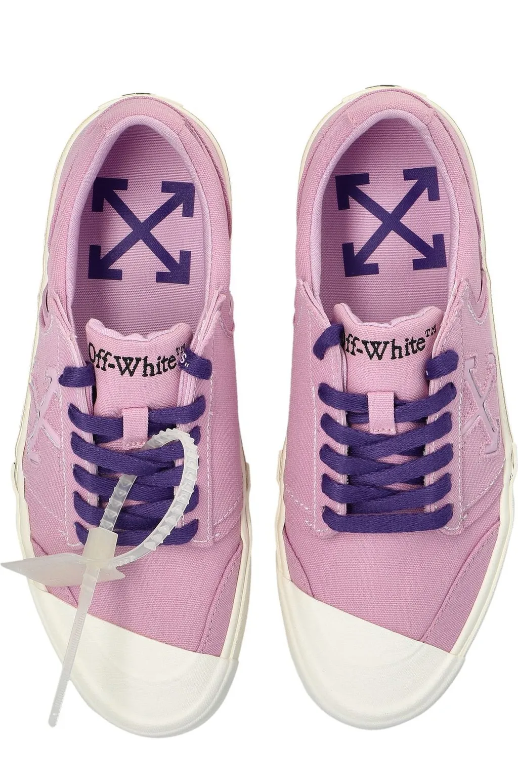 Off-White Round Toe Lace-Up Sneakers