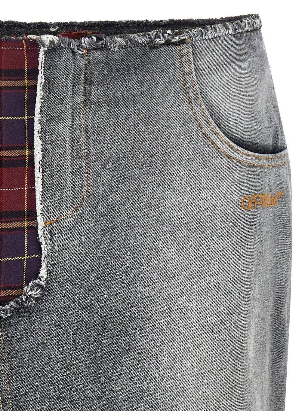 Off-White Patchwork Logo Embroidered Skirt