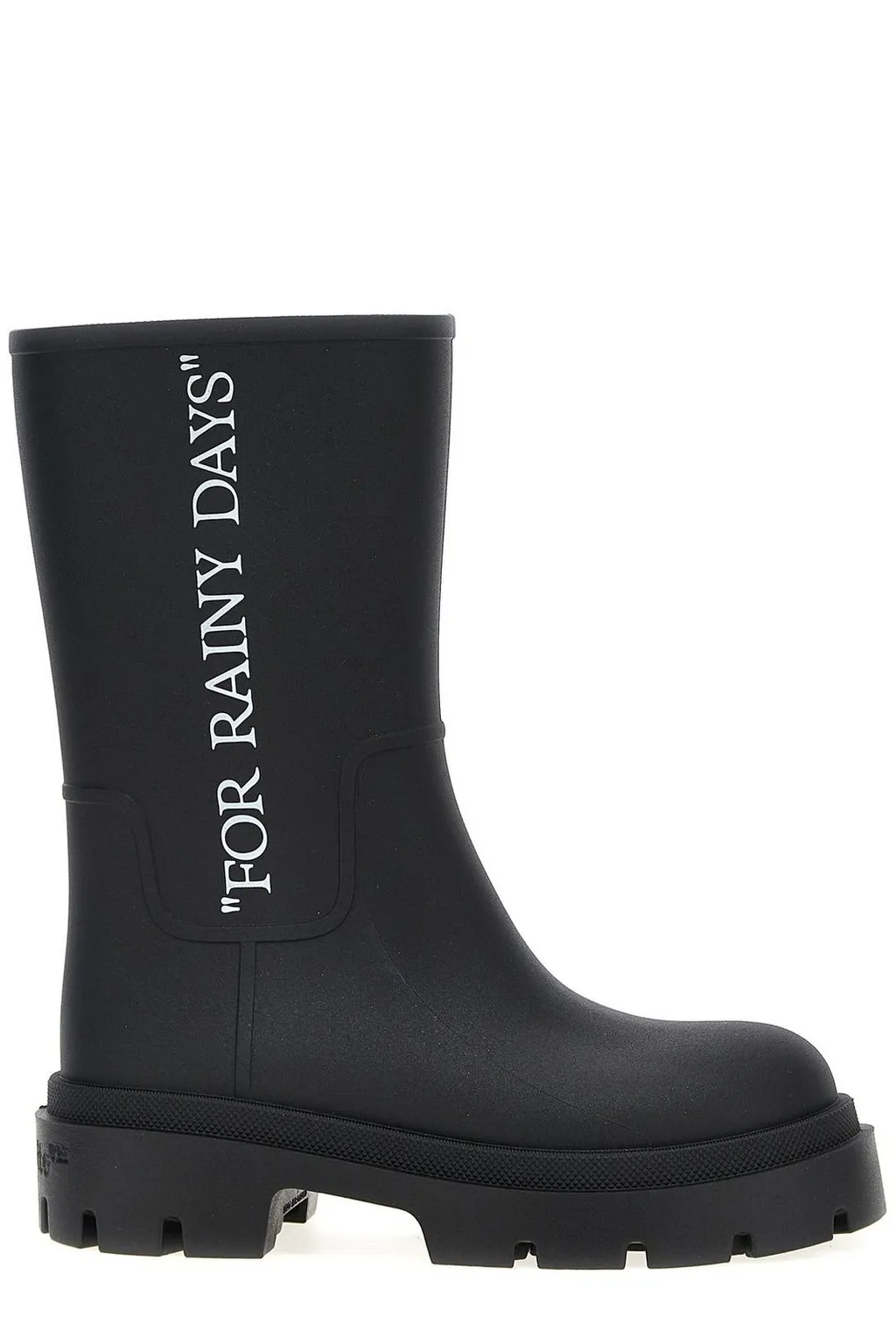 Off-White Slogan Printed Round Toe Boots