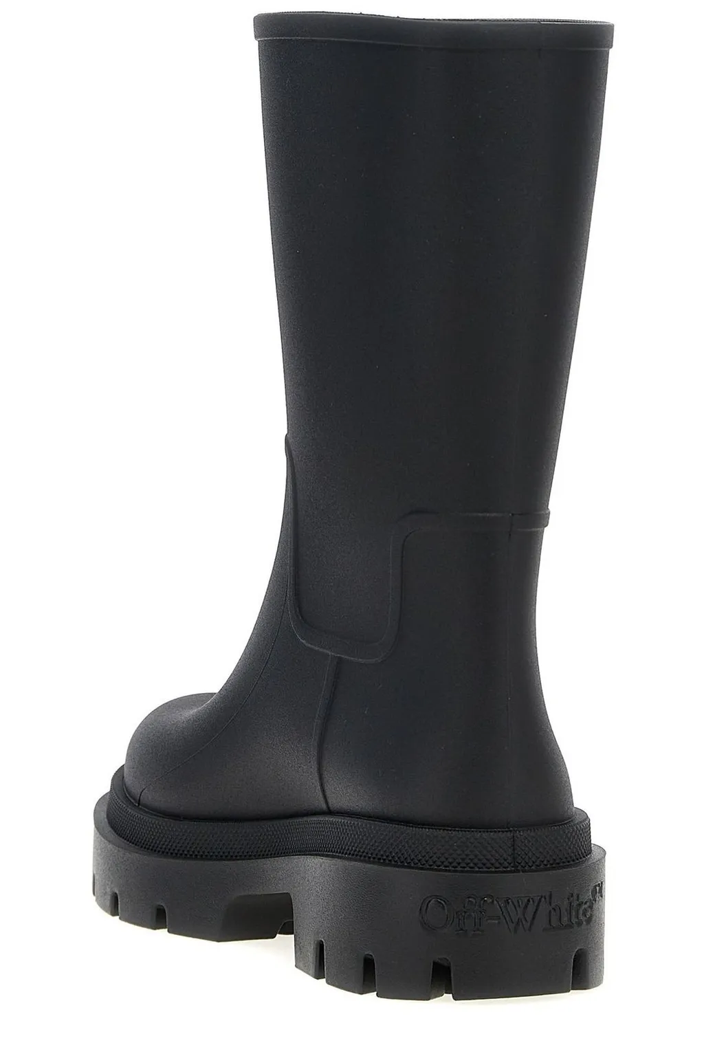 Off-White Slogan Printed Round Toe Boots