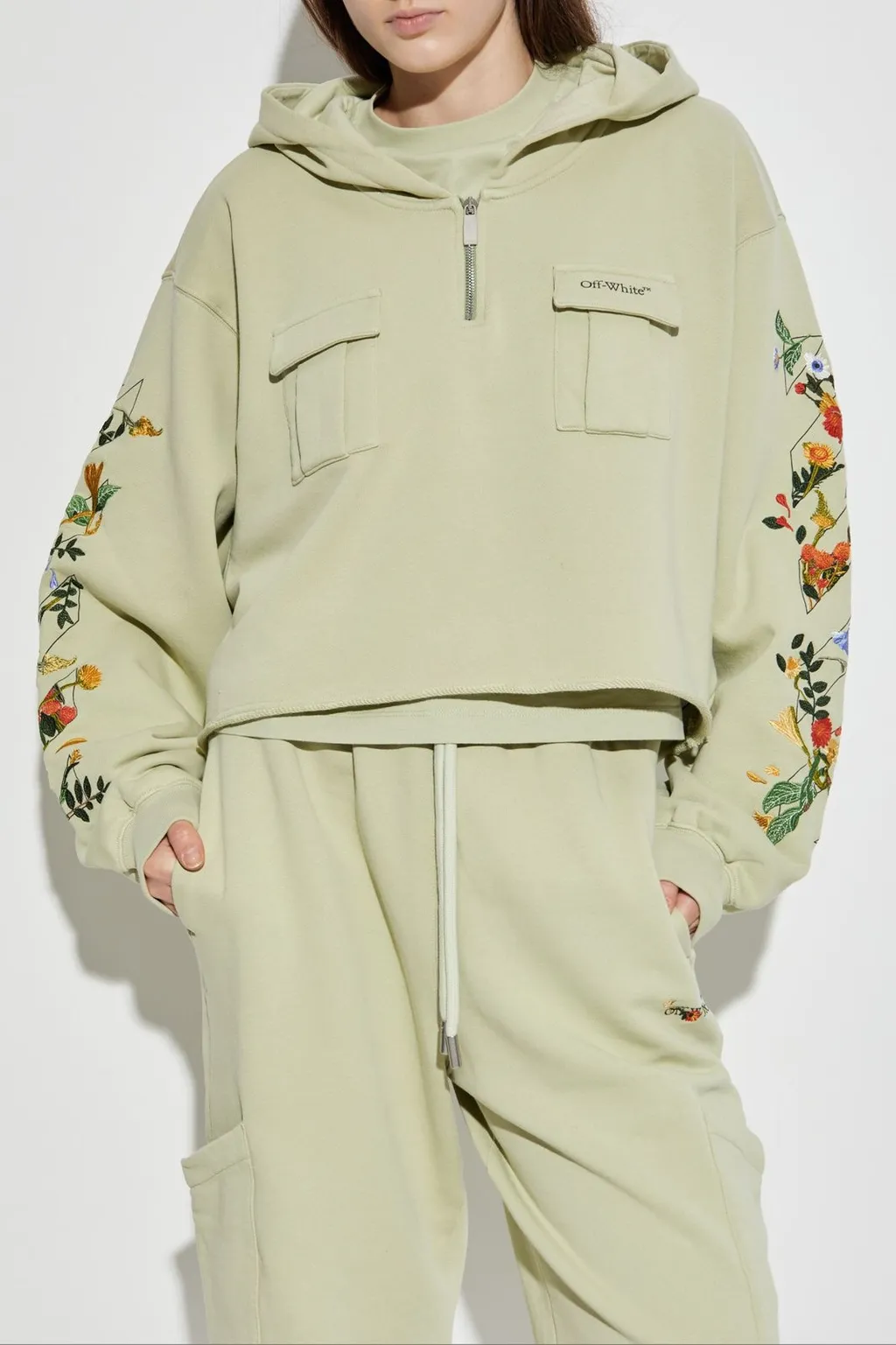 Off-White Logo Printed Half-Zip Hoodie