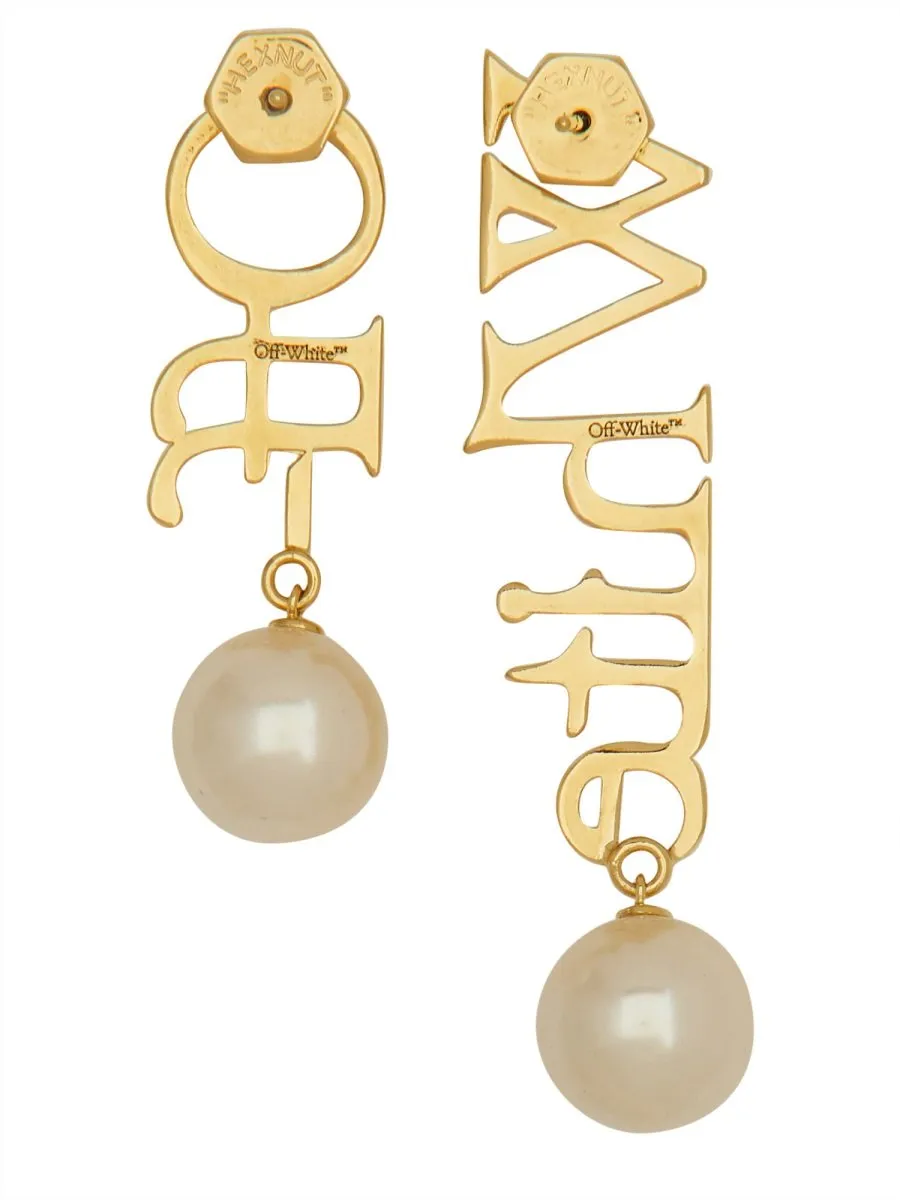 Off-White Logo Embroidered Drop Earrings