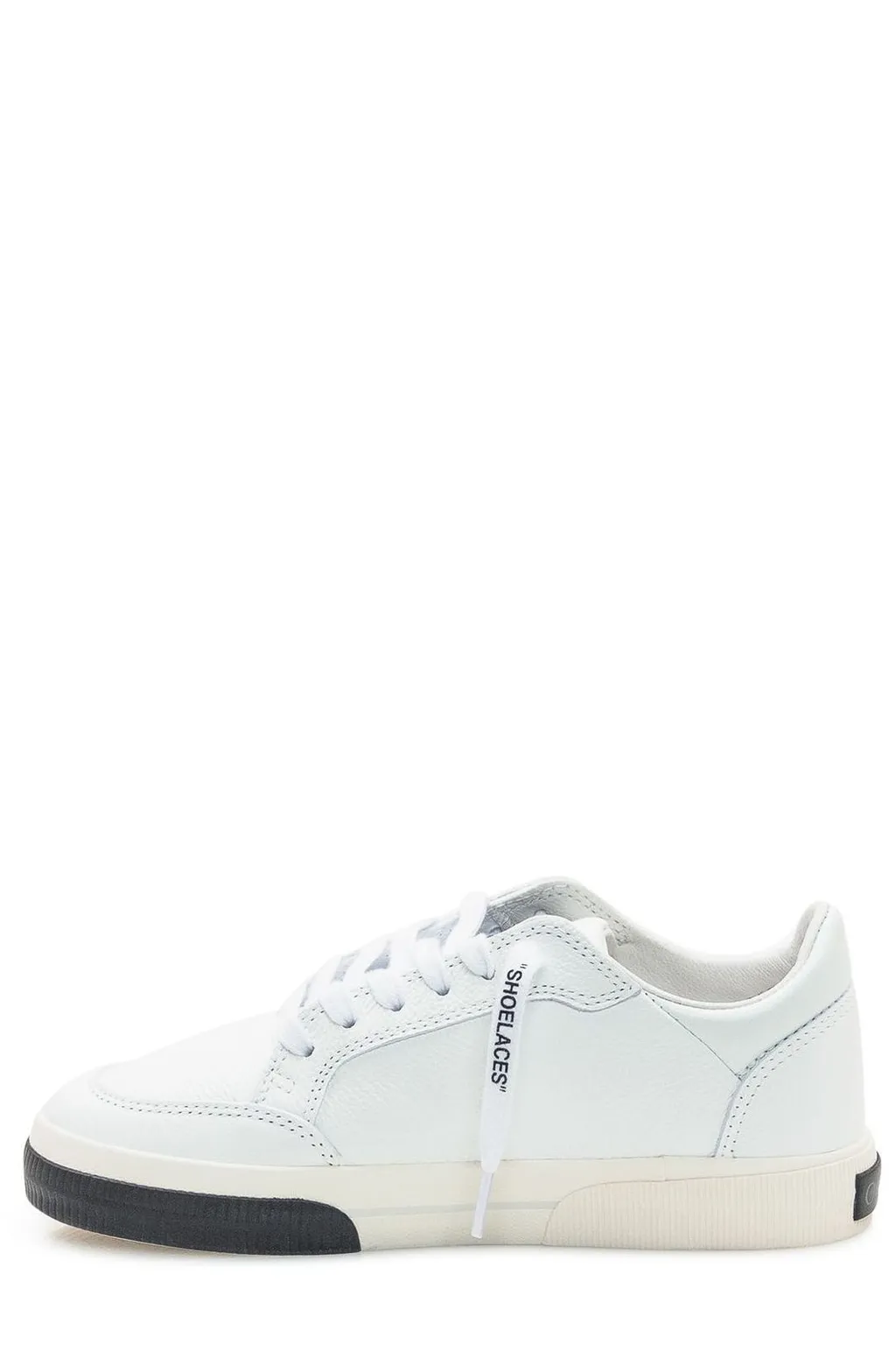 Off-White Round Toe Lace-Up Sneakers