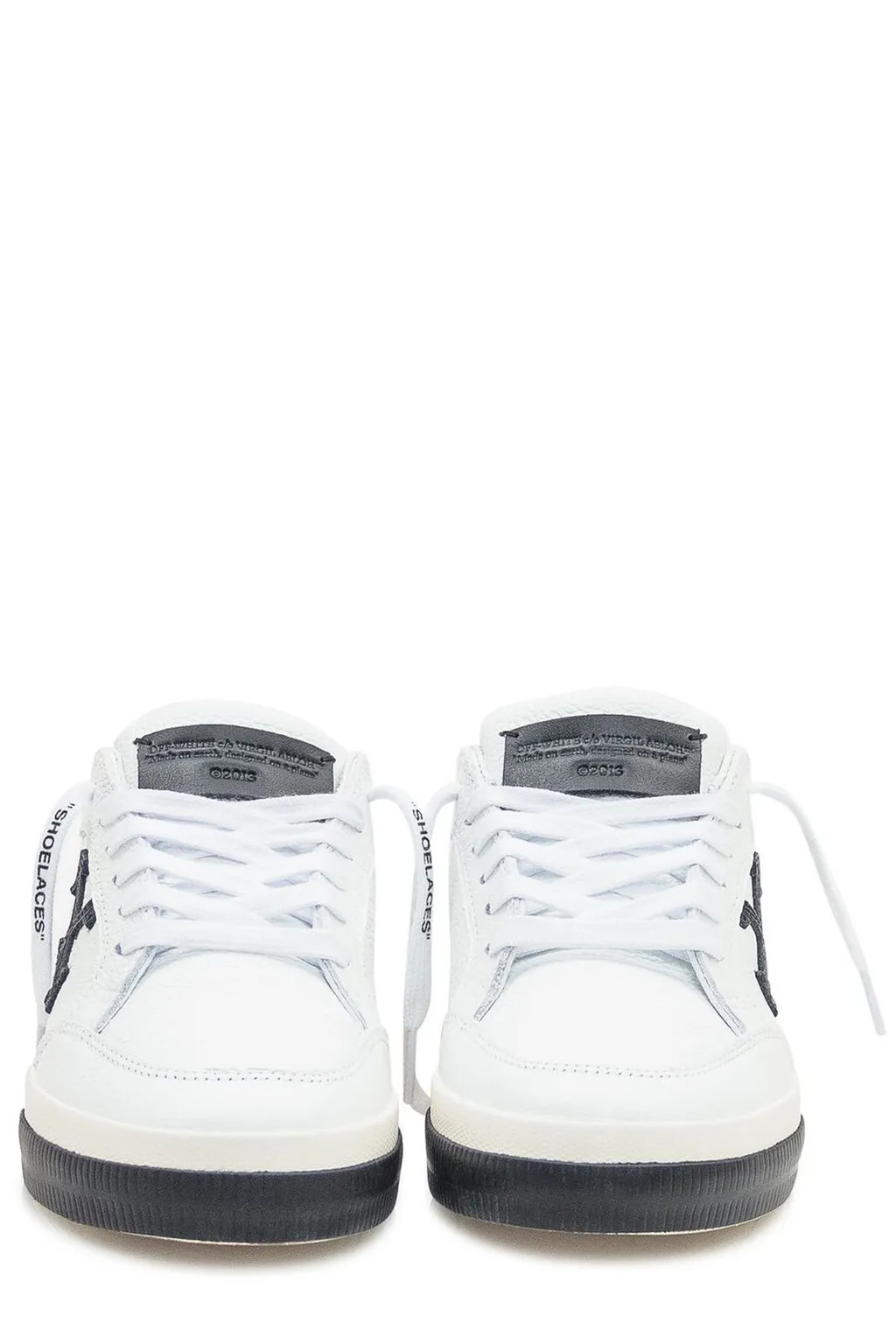 Off-White Round Toe Lace-Up Sneakers