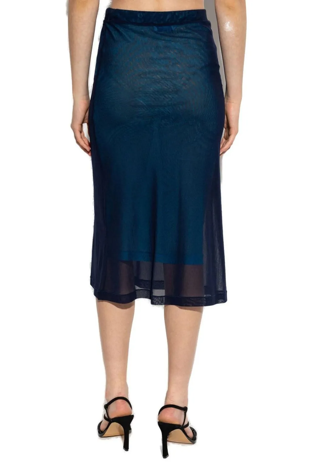 Off-White Straight Hem Mesh Midi Skirt
