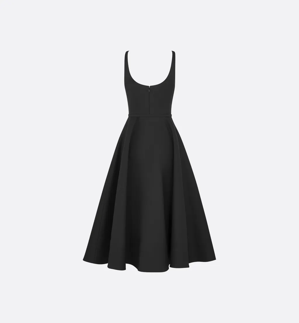 Mid-Length Flared Dress With Belt