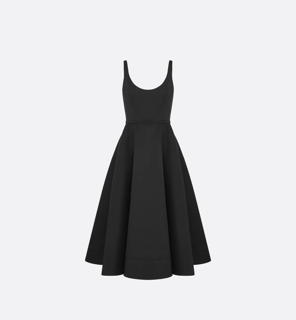 Mid-Length Flared Dress With Belt