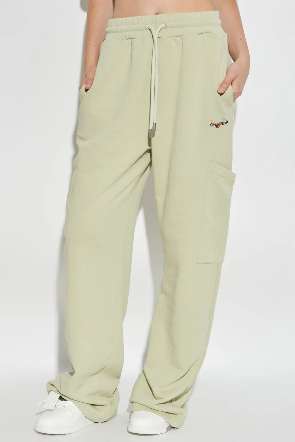 Off-White Floral Logo Embroidered Drawstring Sweatpants