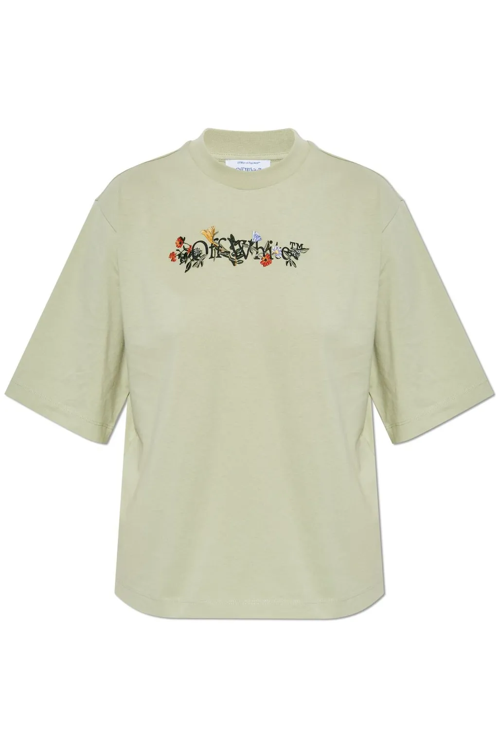 Off-White Floral Logo Embroidered Crewneck T-Shirt