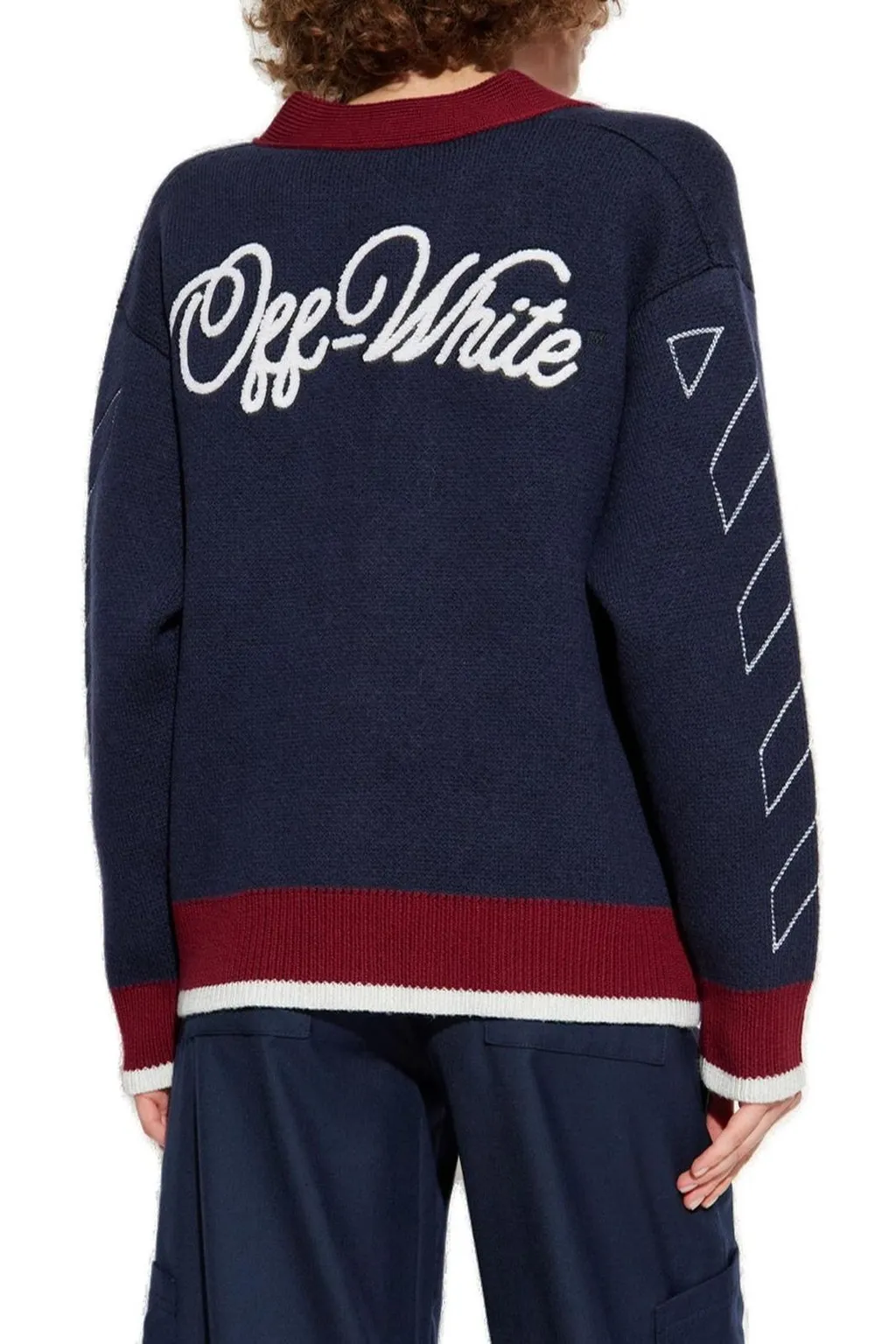 Off-White Jacquard Knit Varsity Cardigan