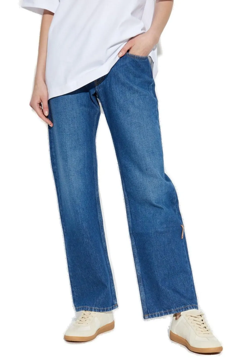 Off-White Logo Patch Straight Leg Jeans