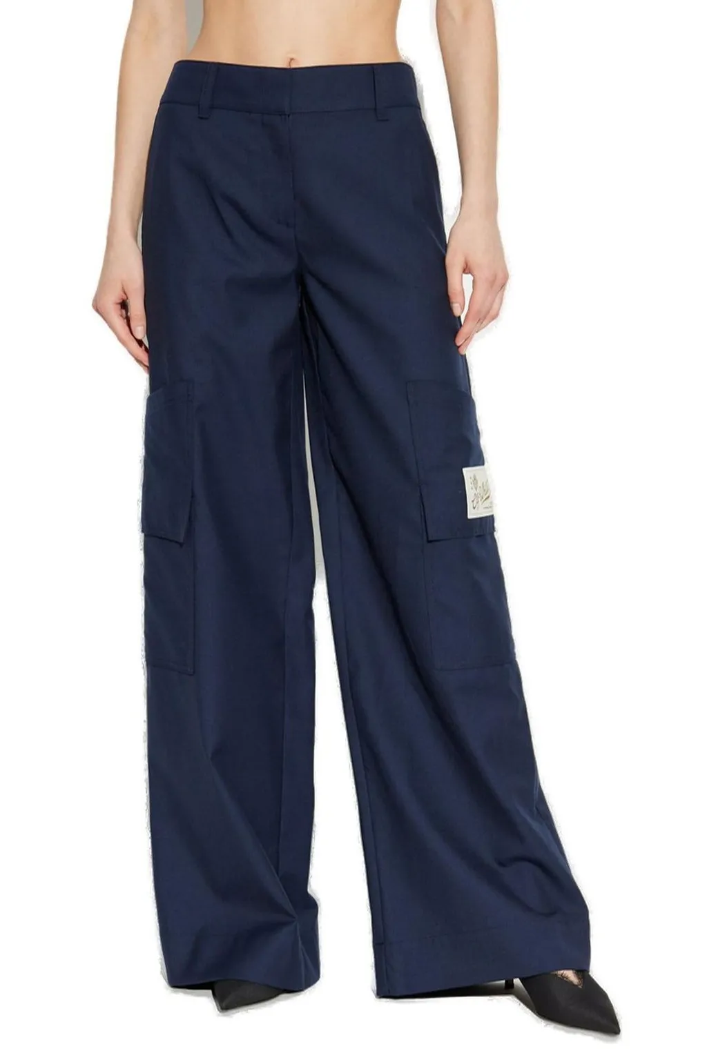 Off-White Logo Patch Wide Leg Trousers