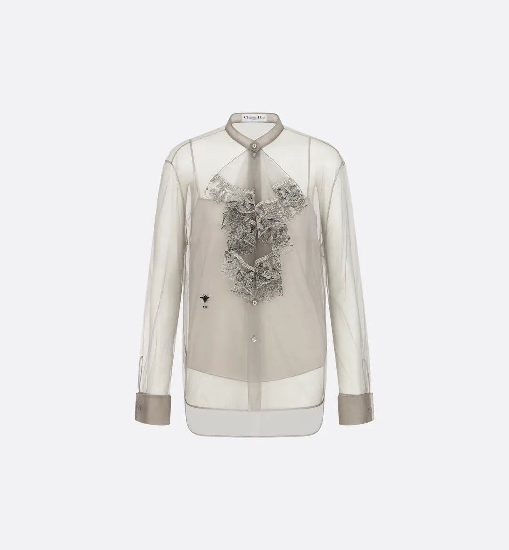 Blouse With Ruffled Neckline