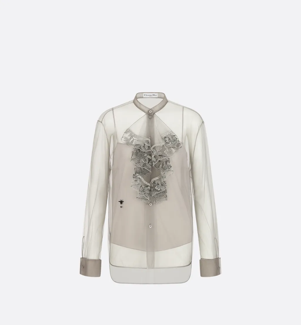 Blouse With Ruffled Neckline
