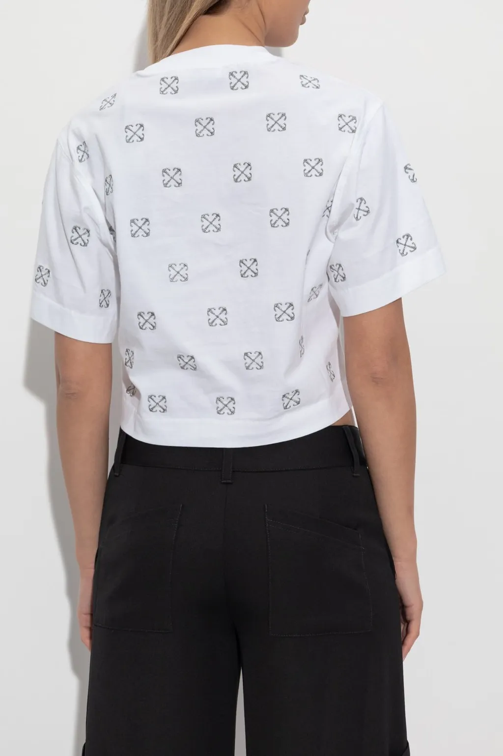 Off-White All-Over Logo Cropped T-Shirt