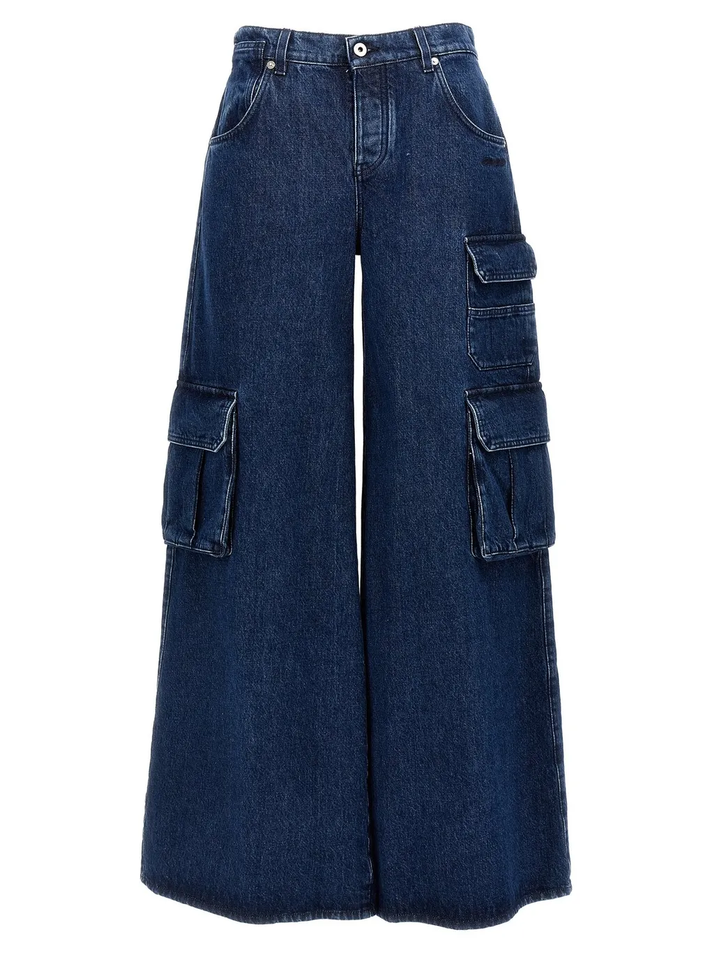 Off-White Logo Patch Wide Leg Jeans