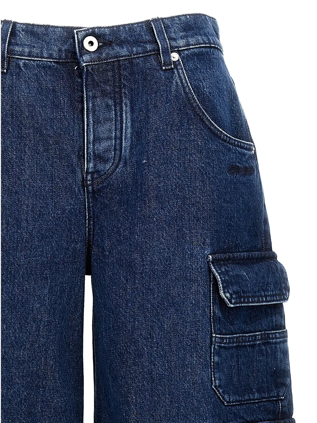 Off-White Logo Patch Wide Leg Jeans