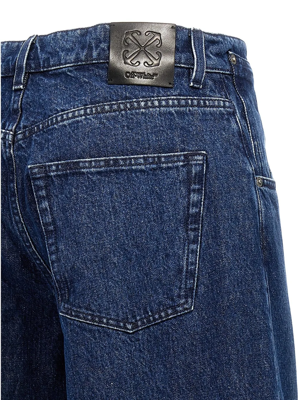 Off-White Logo Patch Wide Leg Jeans