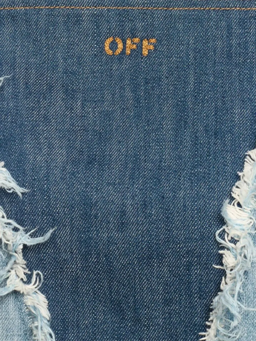 Off-White Frayed Denim Mini Dress