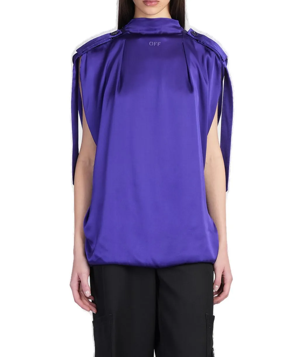 Off-White High Neck Sleeveless Top