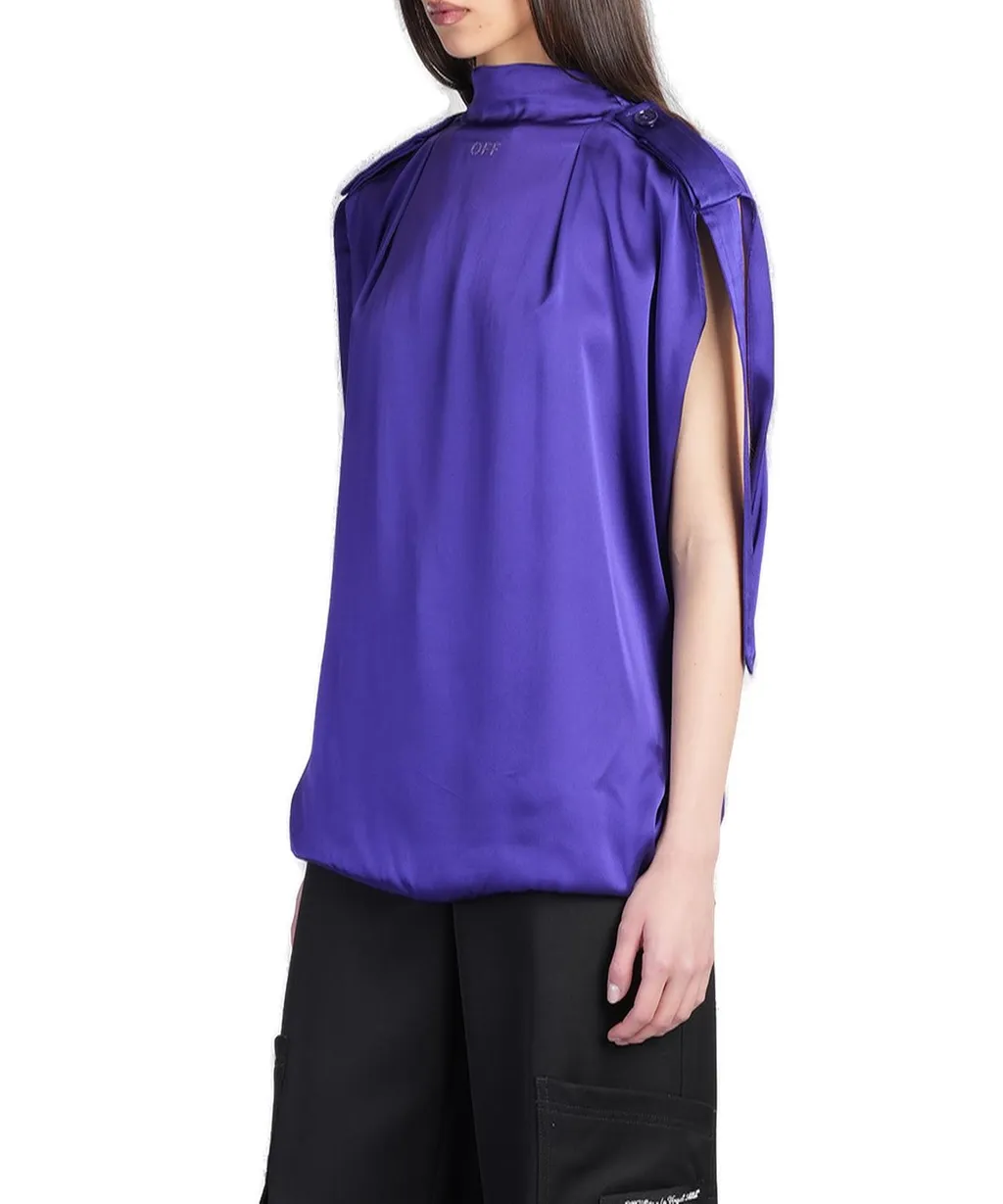 Off-White High Neck Sleeveless Top