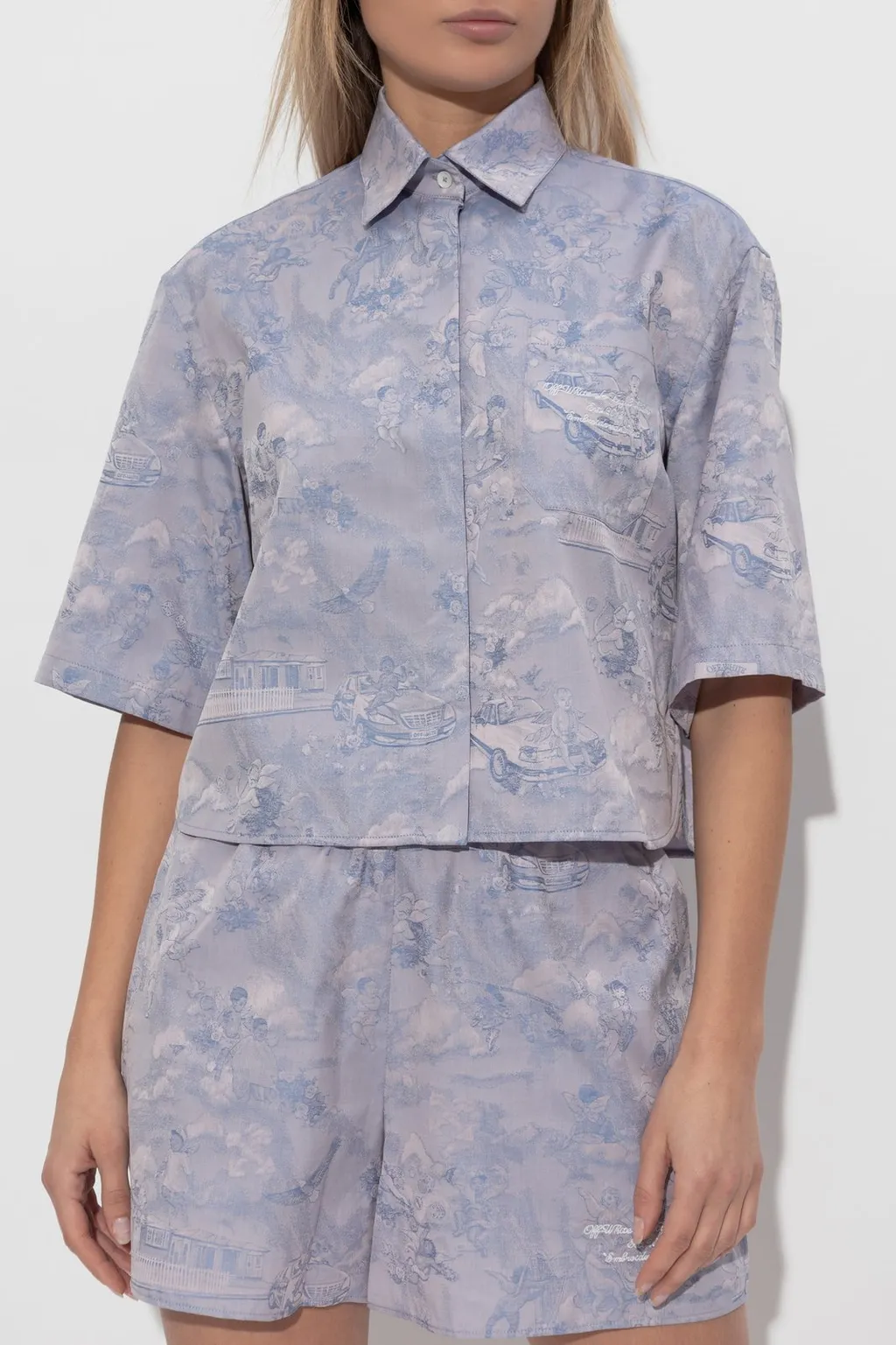 Off-White Patterned Short-Sleeve Shirt