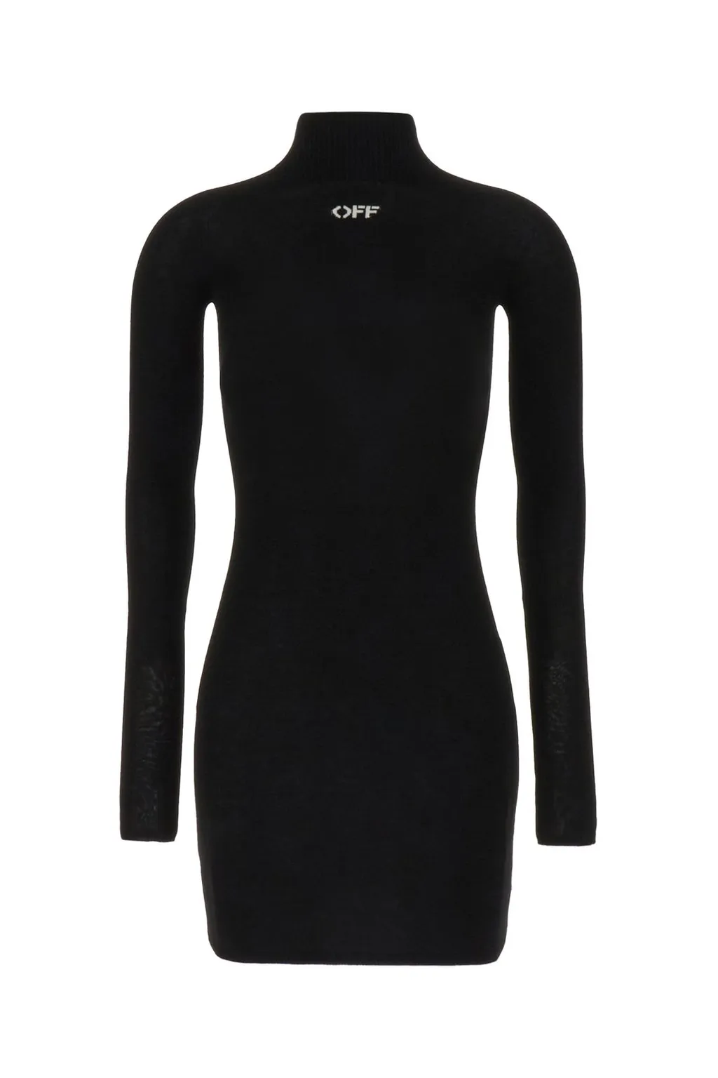 Off-White High-Neck Knitted Mini Dress