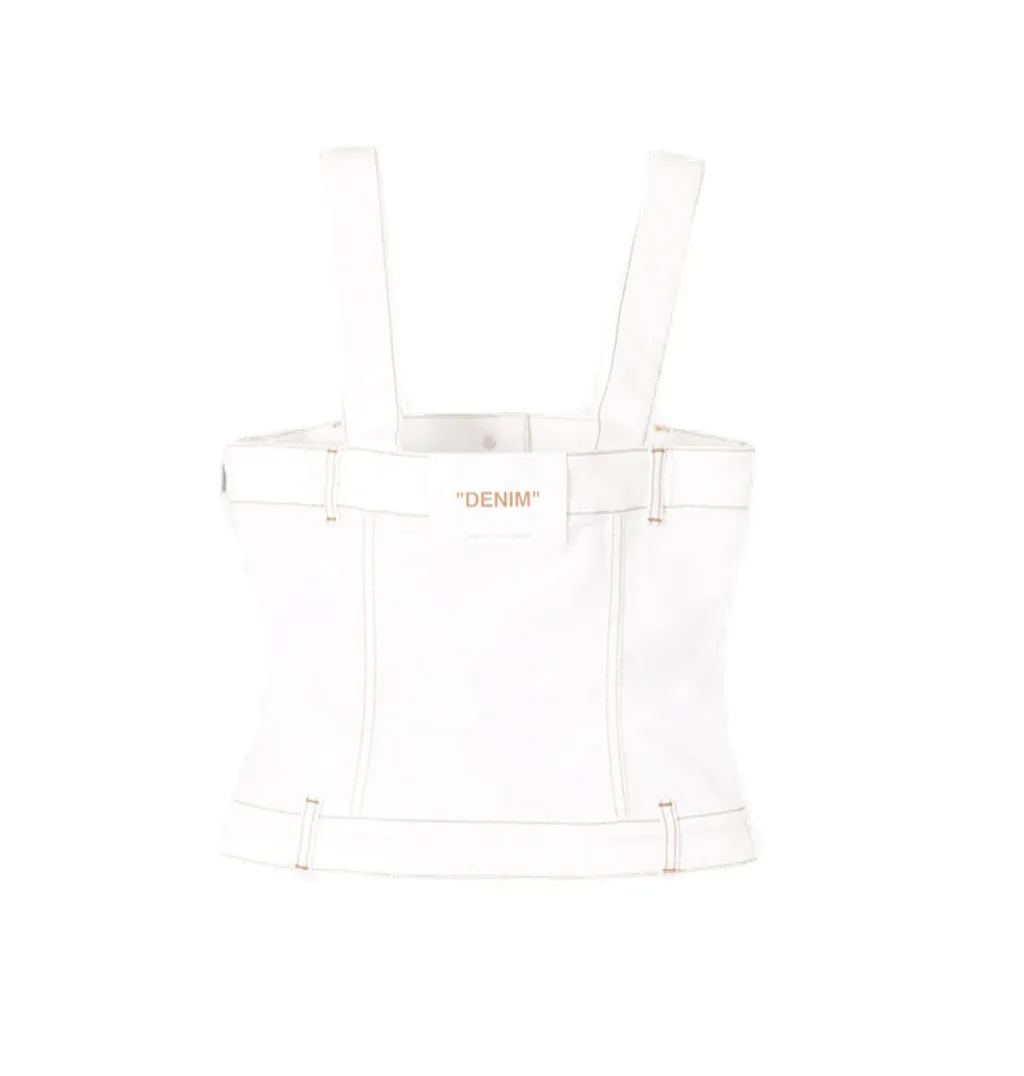 Off-White Button-Up Sleeveless Denim Top