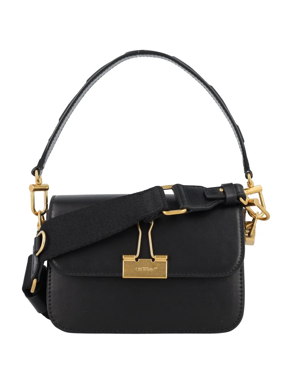 Off-White Binder Foldover Top Shoulder Bag