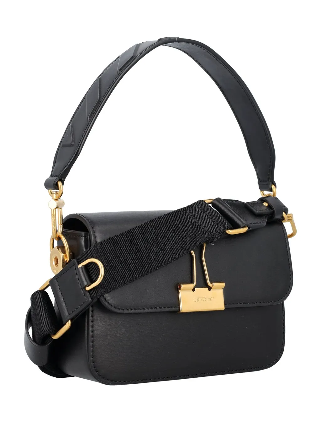 Off-White Binder Foldover Top Shoulder Bag
