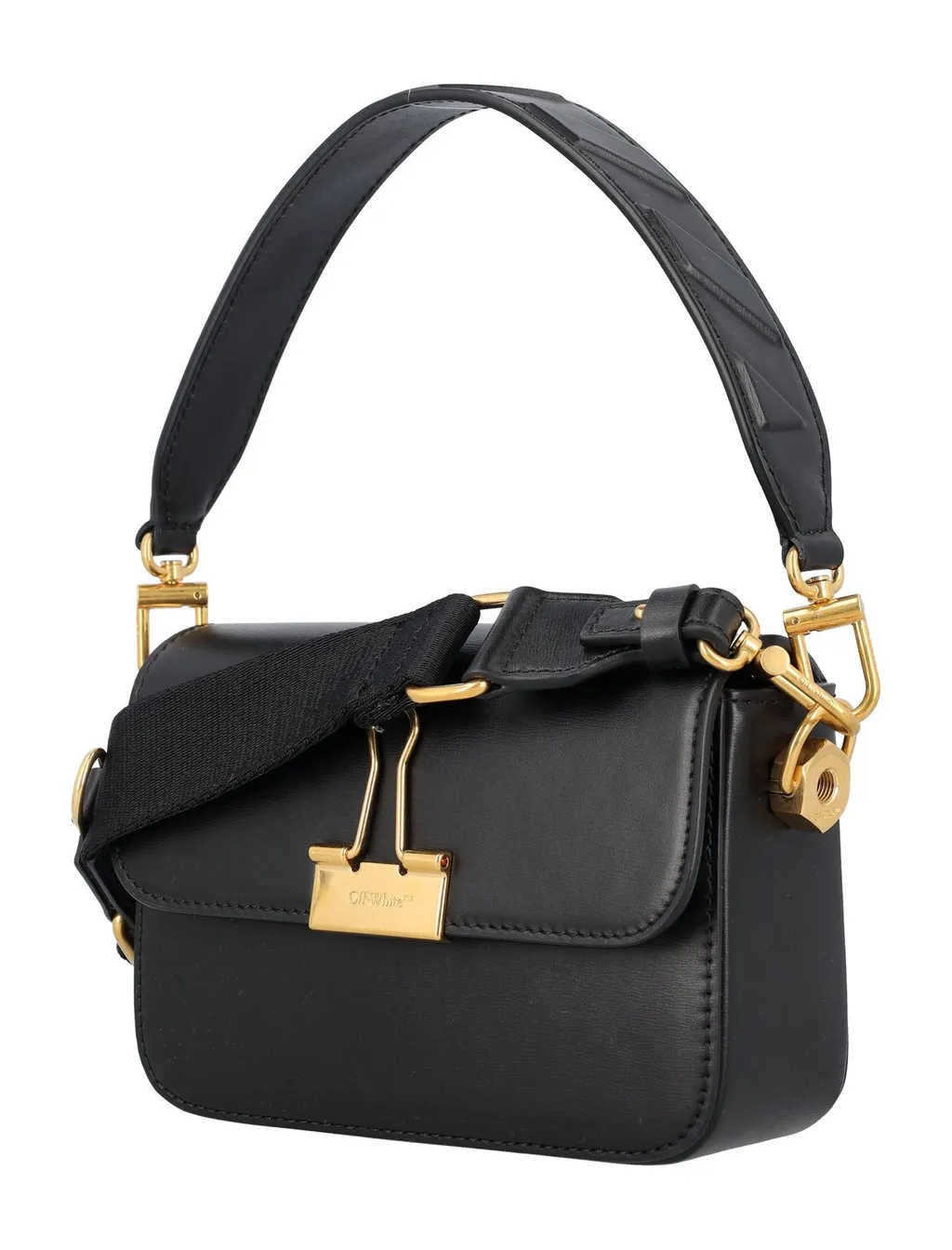 Off-White Binder Foldover Top Shoulder Bag